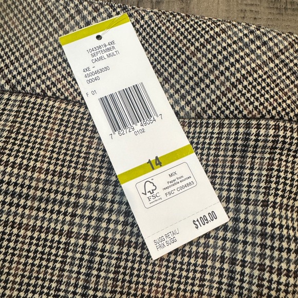 Jones New York Collection Womens Stretch Plaid Pencil Skirt Size 14 Houndstooth - Picture 8 of 11